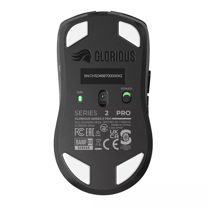Bezvadu spēļu pele GLORIOUS Series 2 PRO (labās rokas) — 26 000 DPI, RF bezvadu + USB‑C, 4K/8K Hz, 6 pogas, Melna