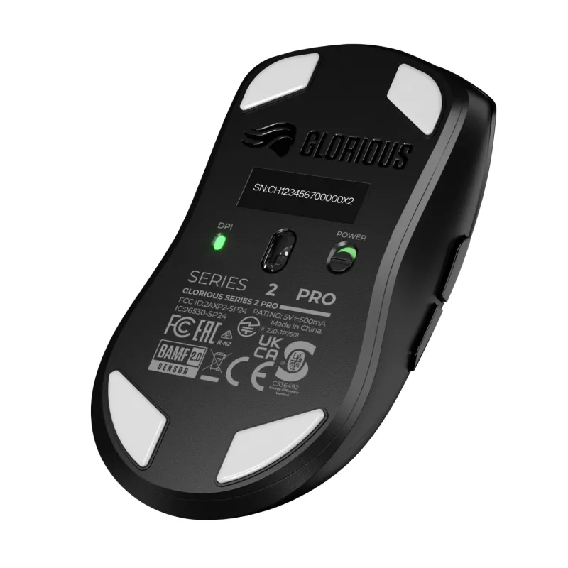 Bezvadu spēļu pele GLORIOUS Series 2 PRO (labās rokas) — 26 000 DPI, RF bezvadu + USB‑C, 4K/8K Hz, 6 pogas, Melna