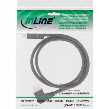 DisplayPort 1.4 kabelis InLine 17151L 8K4K kreisais leņķis melns/zelts 1m