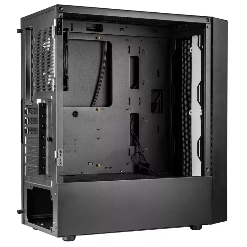 PC korpuss Kolink Inspire K12 ARGB Midi Tower — melns ar caurspīdīgu sānu, atbalsta ATX/Micro ATX/ITX, 2x3,5 collu + 2x2,5 collu nodalījumi