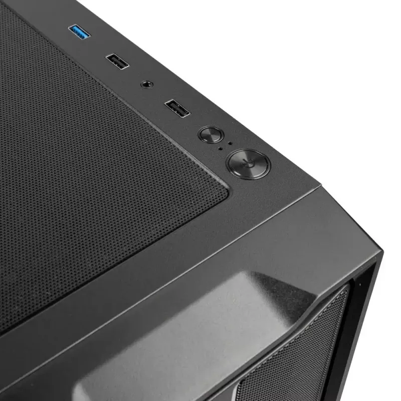 PC korpuss Kolink Inspire K12 ARGB Midi Tower — melns ar caurspīdīgu sānu, atbalsta ATX/Micro ATX/ITX, 2x3,5 collu + 2x2,5 collu nodalījumi