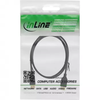 InLine USB 2.0 pagarinātāja kabelis, A tips (vīr.) / siev., zeltīti kontakti, melns, 1 m