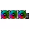 Aerocool ASTRO12PRO komplekts 3 ventilatori PC 12cm LED RGB pretvibrācijas tālvadība
