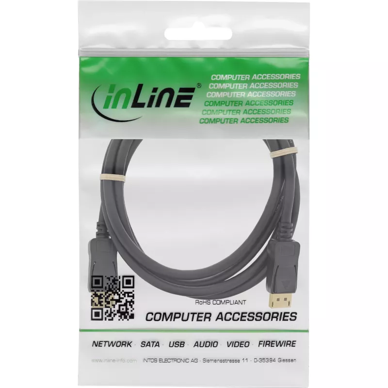 InLine DisplayPort kabelis melns zeltīts 5 m