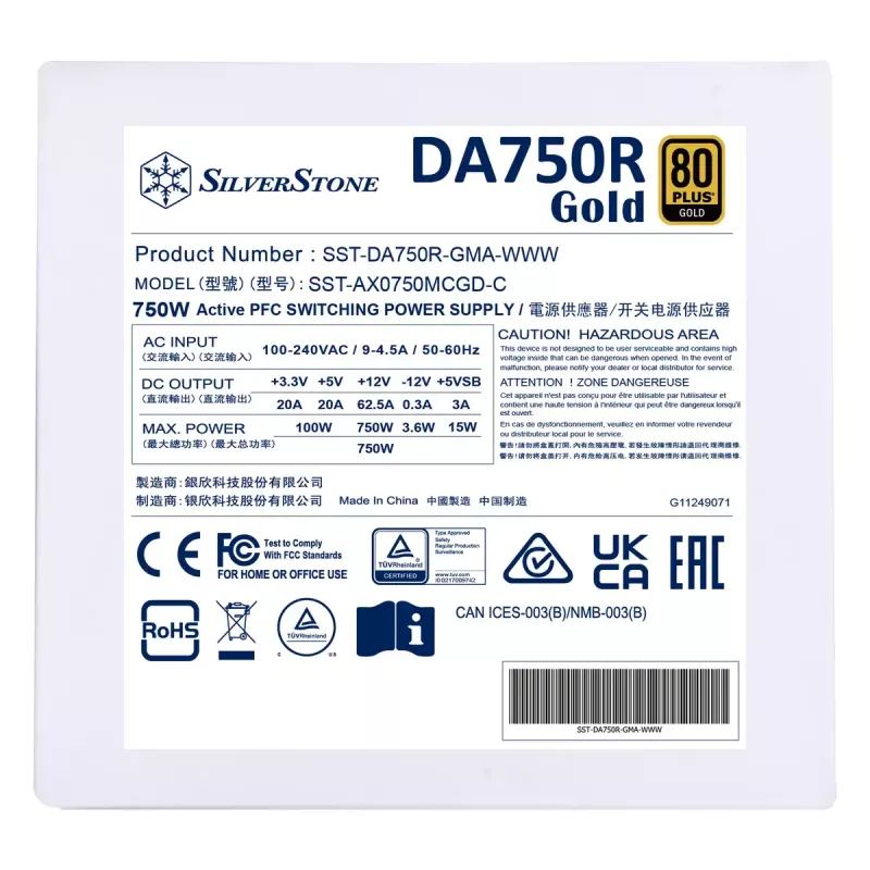 Barošanas bloks Silverstone DA750R Gold 750 W