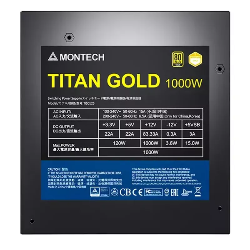 Barošanas bloks Montech TITAN GOLD 1000W