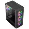 Aerocool PRISMBKV3 PC korpuss ATX melns 4 ventilatori ARGB priekšā sānos sānos rūdīta stikla