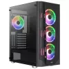 Aerocool PRISMBKV3 PC korpuss ATX melns 4 ventilatori ARGB priekšā sānos sānos rūdīta stikla