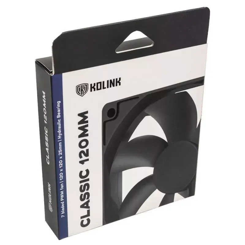 Computer Case Fan Kolink Classic HDB 120 mm, 1500 RPM, 52.15 CFM, Melns