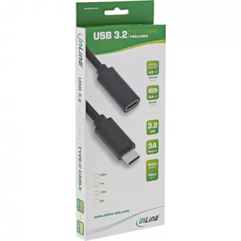 USB 3.2 Gen.1x2 pagarinātāja kabelis InLine 35772 2m USB-C vīrišķais/sievietes melns