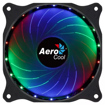 AEROCOOL COSMO12FRGB 120 mm datora korpusa ventilators, 1000 RPM, 15 gaismas diodes RGB, Molex savienotājs, 3,72 W, melns