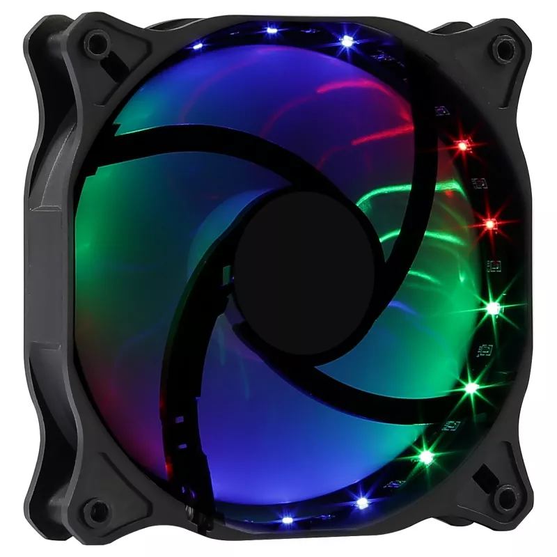 AEROCOOL COSMO12FRGB 120 mm datora korpusa ventilators, 1000 RPM, 15 gaismas diodes RGB, Molex savienotājs, 3,72 W, melns