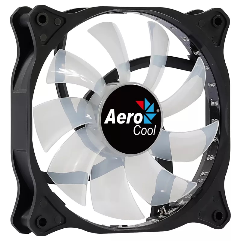 AEROCOOL COSMO12FRGB 120 mm datora korpusa ventilators, 1000 RPM, 15 gaismas diodes RGB, Molex savienotājs, 3,72 W, melns
