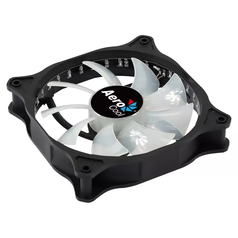 AEROCOOL COSMO12FRGB 120 mm datora korpusa ventilators, 1000 RPM, 15 gaismas diodes RGB, Molex savienotājs, 3,72 W, melns