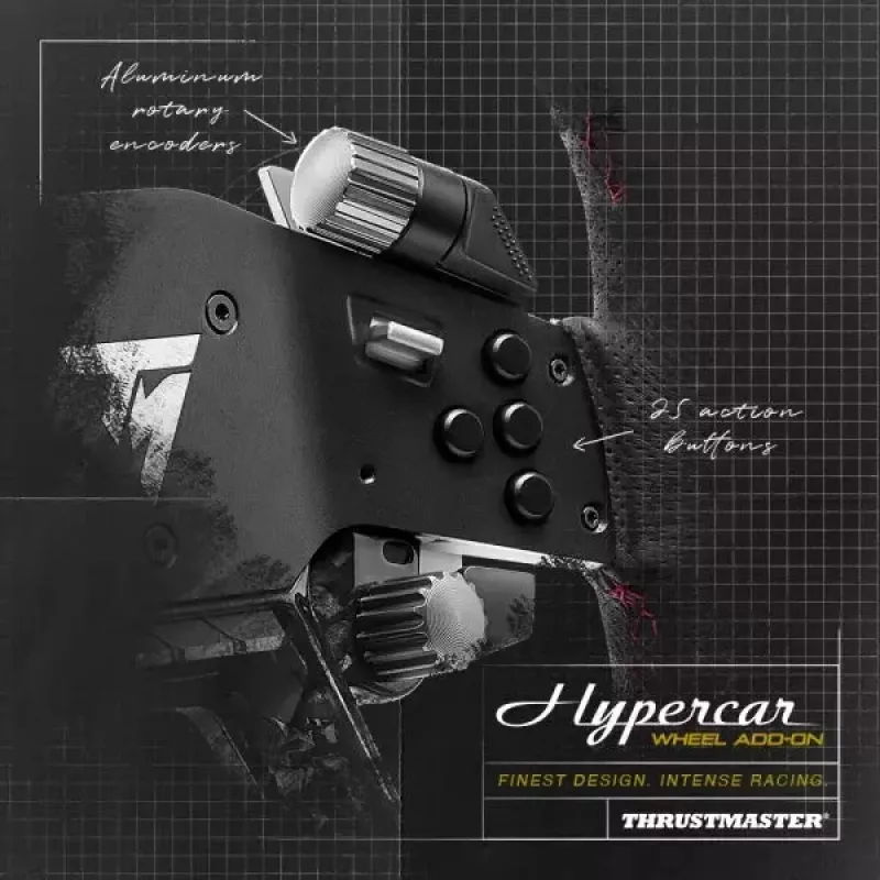 Thrustmaster Hypercar Wheel Add-On Melns, Sudrabs stūre PC, PlayStation 4, PlayStation 5, Xbox, Xbox One