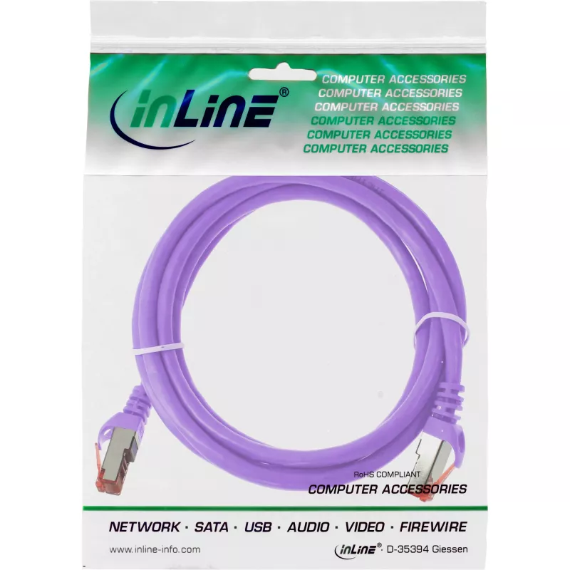 InLine ielāpu vads S/FTP PiMF Cat.6 250MHz PVC varš violeta 0.5m