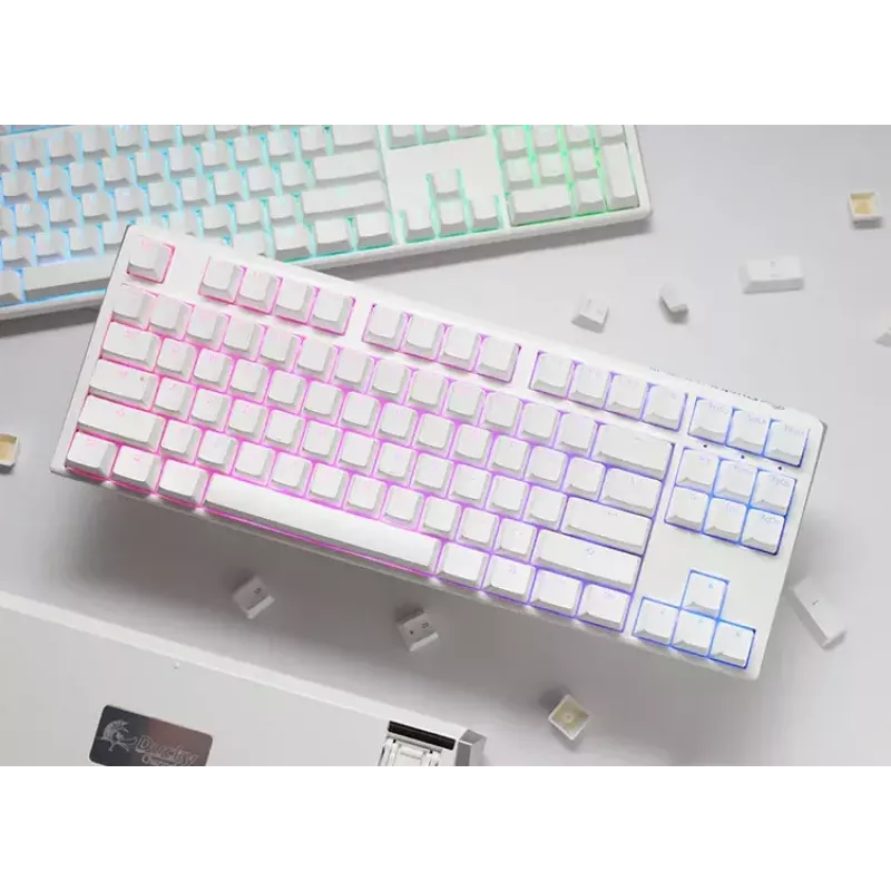 Ducky One 3 Classic Pure balta TKL spēļu tastatūra ar RGB LED, MX-Clear slēdžiem