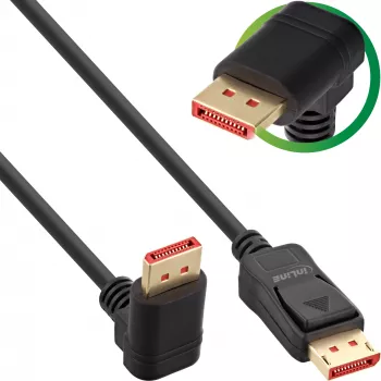 DisplayPort 1.4 kabelis InLine 17151U 8K4K lejupvērsts melns/zelta 1m