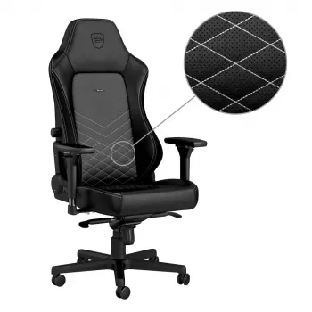 Spēļu krēsls noblechairs Hero PU Leather — polsterēts sēdeklis, polsterēta atzveltne, maksimālais augstums 137 cm, atzveltnes platums 57 cm
