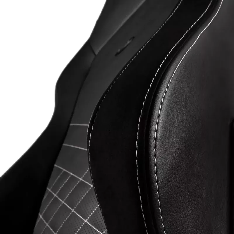 Spēļu krēsls noblechairs Hero PU Leather — polsterēts sēdeklis, polsterēta atzveltne, maksimālais augstums 137 cm, atzveltnes platums 57 cm