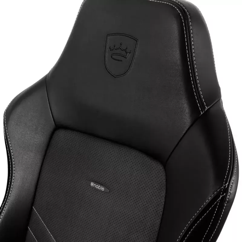Spēļu krēsls noblechairs Hero PU Leather — polsterēts sēdeklis, polsterēta atzveltne, maksimālais augstums 137 cm, atzveltnes platums 57 cm