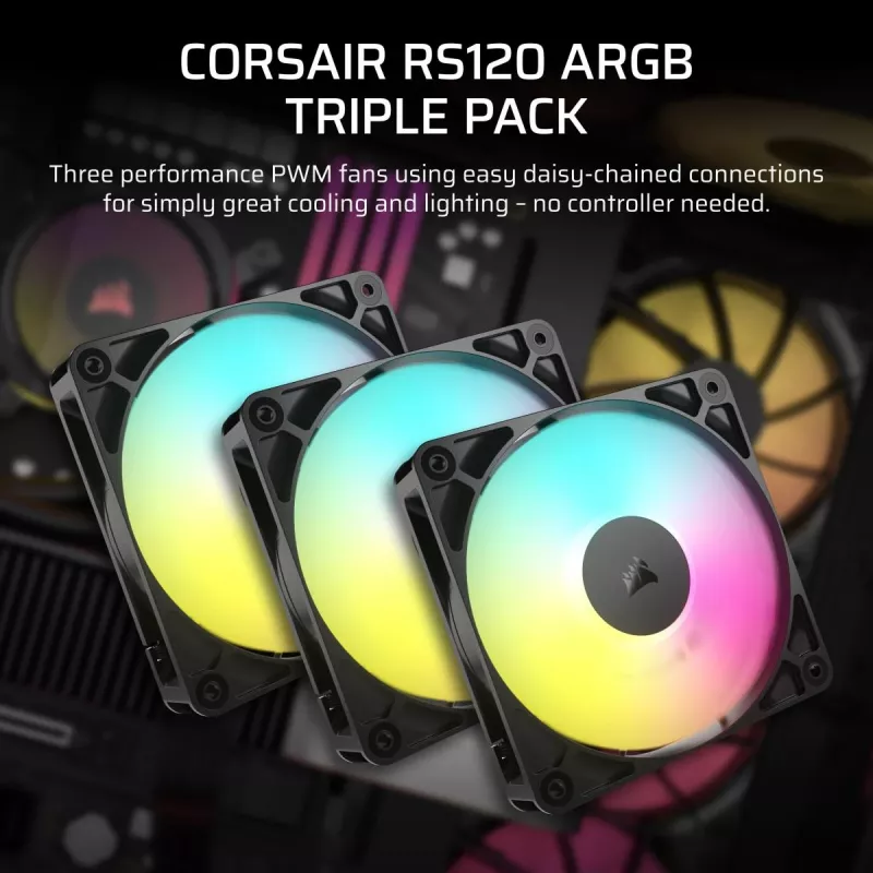 CORSAIR ArGB ventilators - Rs ArGB sērija 120, 120 mm, trīs gabalu komplekts
