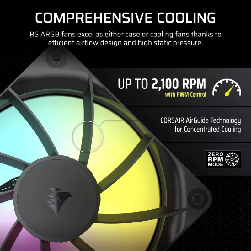 CORSAIR ArGB ventilators - Rs ArGB sērija 120, 120 mm, trīs gabalu komplekts