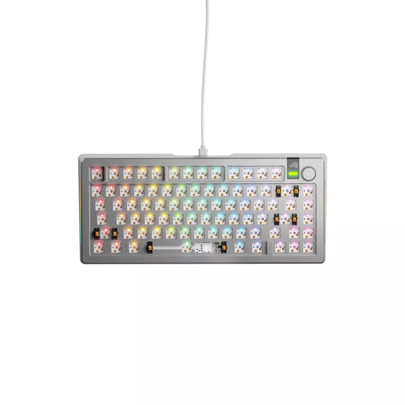 Glorious Gaming GMMK 3 PRO 75% Barebones Wired Silver - US, 75%, Vadu, USB, RGB LED, Sudraba