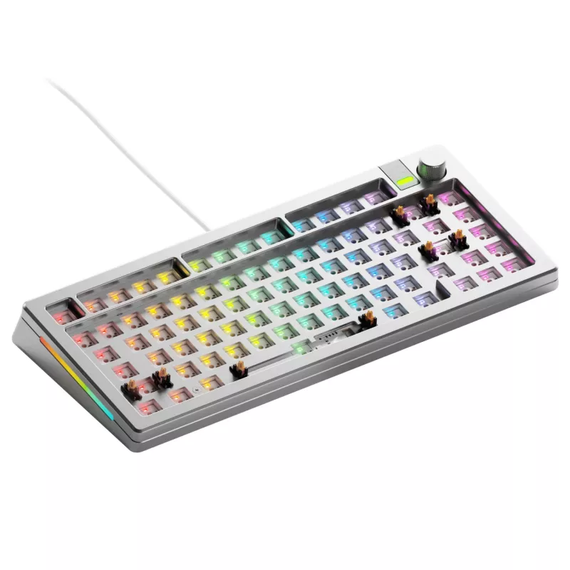 Glorious Gaming GMMK 3 PRO 75% Barebones Wired Silver - US, 75%, Vadu, USB, RGB LED, Sudraba