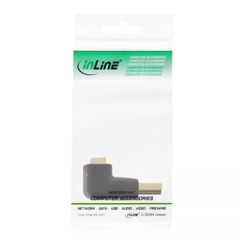 InLine HDMI adapteris, vīrišķais/sieviešu, slīpi uz augšu, zelta kontakti, 4K2K