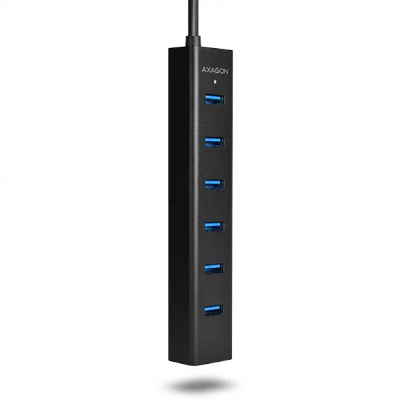 Axagon HUE-SA7BP 7x USB 3.0 ALU CHARGING centrmezgls MELNS ar maiņstrāvas adapteri