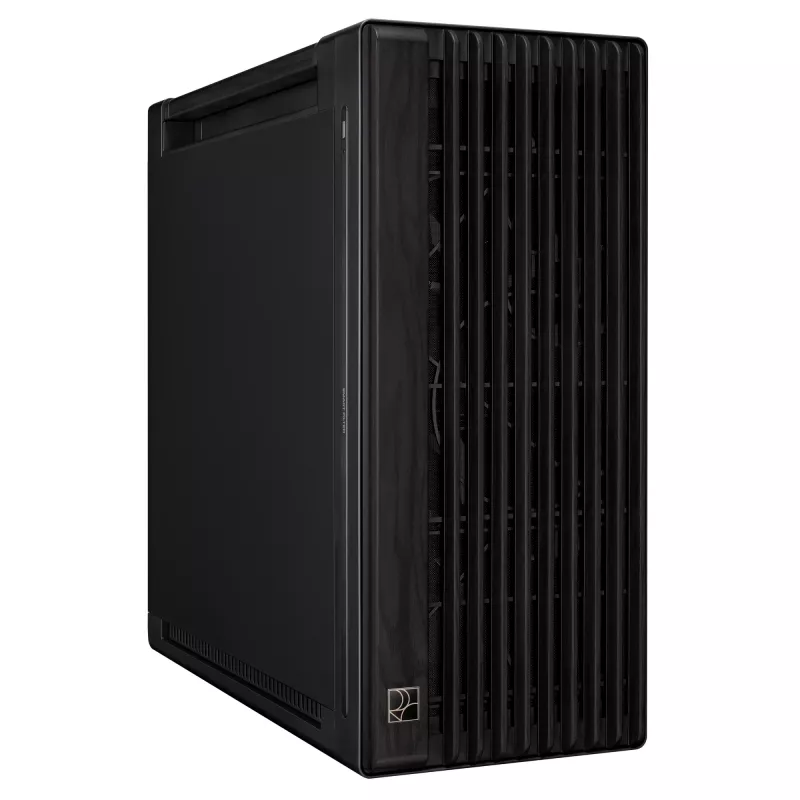 PC korpuss ASUS ProArt PA602 Wood Edition Midi Tower melns — EATX atbalsts, 45 cm GPU, 19 cm PSU/dzesētājs, 8 HDD nodalījumi, USB-C
