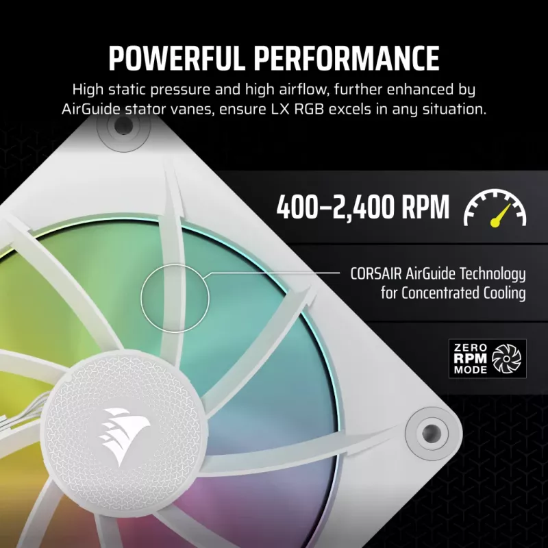 CORSAIR Icue Link Lx120 RGB 120mm Pwm Fans Starter Kit - Balts