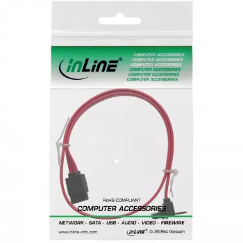 InLine SATA 6Gb/s kabelis ar aizbīdņiem, slīps, 0,3 m