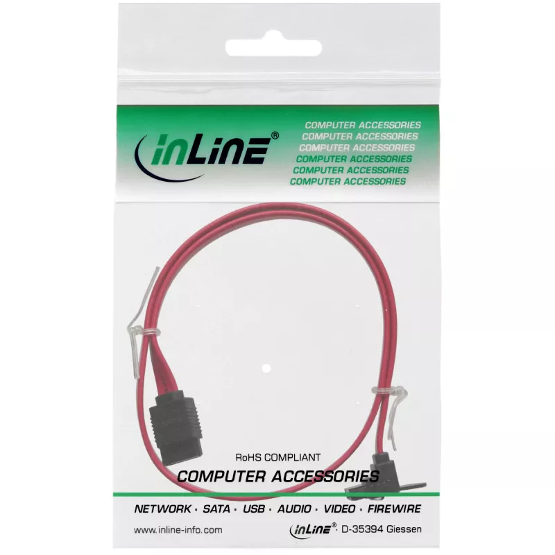InLine SATA 6Gb/s kabelis ar aizbīdņiem, slīps, 0,3 m