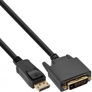 InLine DisplayPort uz DVI pārveidotāja kabelis, melns, 1m, 1 m, DVI-D, DisplayPort, vīrišķais, vīrišķais, melns