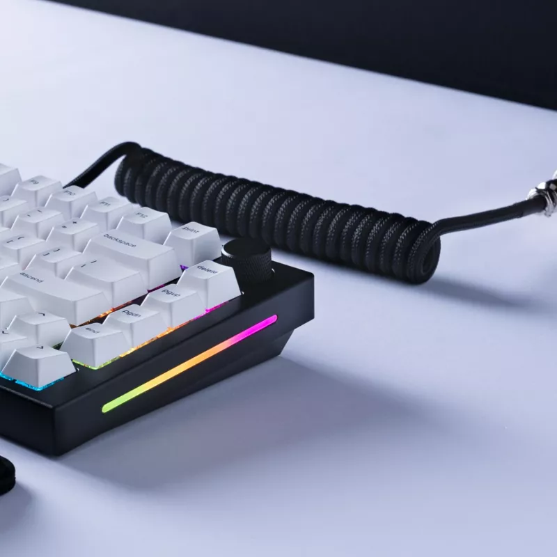 Glorious Gaming Glorious GMMK spirālveida kabelis Phantom Melns, melns, 1.4 m, 1 gab., Glorious Gaming, USB Type-A, USB Type-C, Aviator