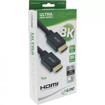 InLine Ultra High Speed HDMI kabelis M/M 8K4K apzeltīts, 1m