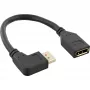 InLine DisplayPort 1.4 adaptera kabelis M/F, 8K4K, leņķveida kreisais, melns/zelts, 0.15m