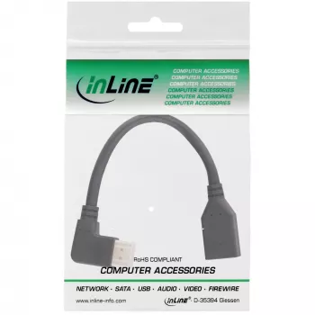 InLine DisplayPort 1.4 adaptera kabelis M/F, 8K4K, leņķveida kreisais, melns/zelts, 0.15m