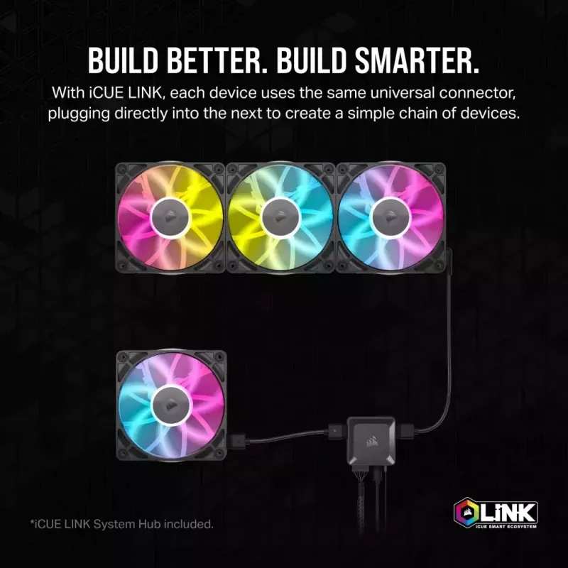 Corsair iCUE LINK RX120 RGB ventilators 12 cm 400-2100 RPM magnētiskais gultnis
