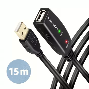 Axagon ADR-215 USB 2.0 A-M -> A-F aktīvs pagarinātājs/atkārtotāja kabelis 15m