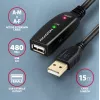 Axagon ADR-215 USB 2.0 A-M -> A-F aktīvs pagarinātājs/atkārtotāja kabelis 15m