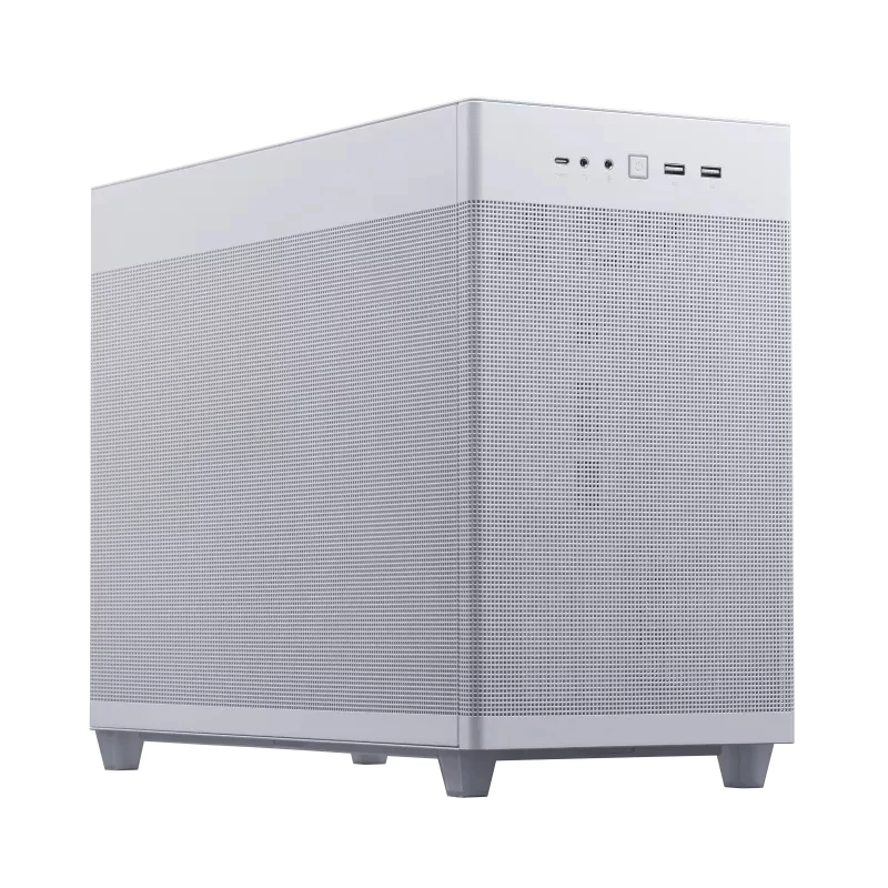 PC case ASUS AP201 PRIME CASE TG balta Mini Tower — micro ATX, rūdīts stikls, 3×3,5 collu nodalījumi, 1×2,5 collu, USB-A×2, USB-C×1