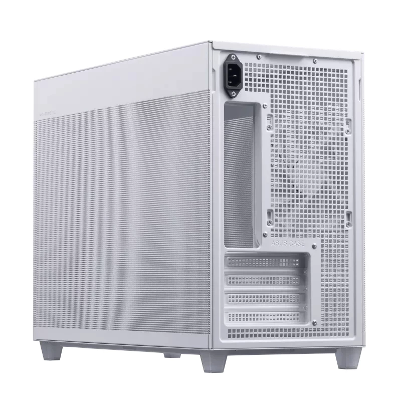 PC case ASUS AP201 PRIME CASE TG balta Mini Tower — micro ATX, rūdīts stikls, 3×3,5 collu nodalījumi, 1×2,5 collu, USB-A×2, USB-C×1