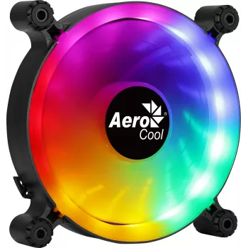 AEROCOOL 120 mm datora korpusa ventilators SPECTRO12 RGB, 12 V, 1000 RPM, 3,6 W, Molex, pretvibrācijas, uzmavas gultnis, melns