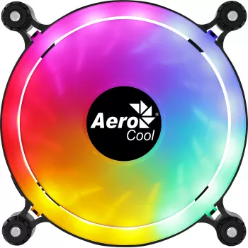 AEROCOOL 120 mm datora korpusa ventilators SPECTRO12 RGB, 12 V, 1000 RPM, 3,6 W, Molex, pretvibrācijas, uzmavas gultnis, melns
