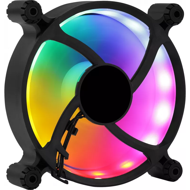 AEROCOOL 120 mm datora korpusa ventilators SPECTRO12 RGB, 12 V, 1000 RPM, 3,6 W, Molex, pretvibrācijas, uzmavas gultnis, melns