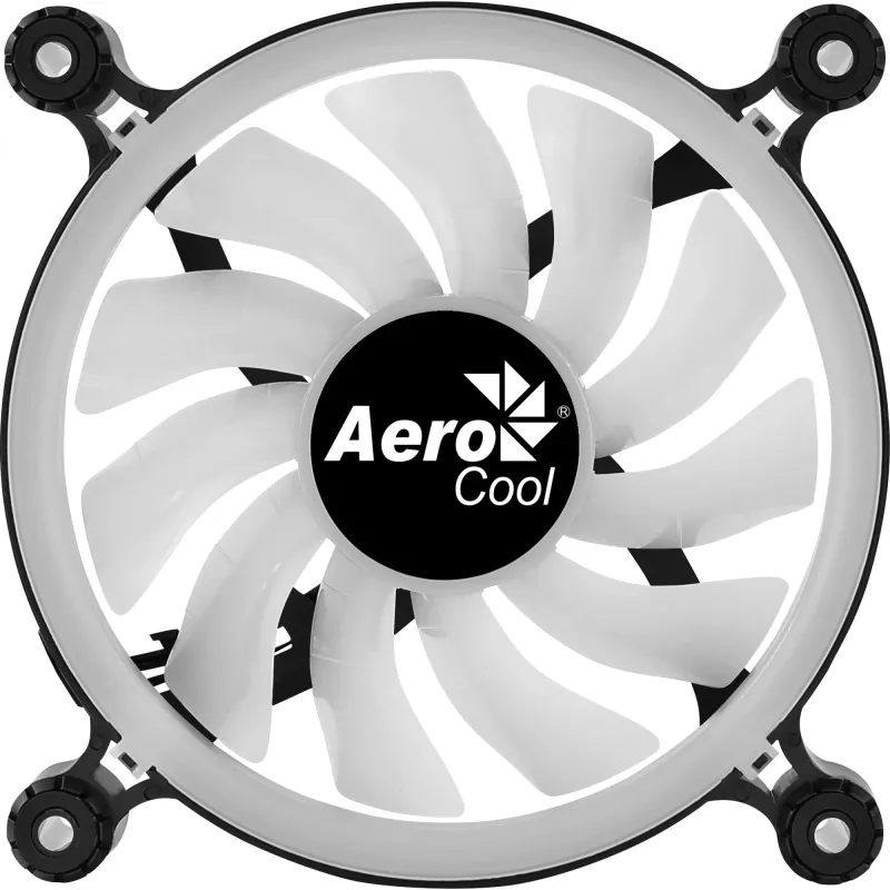 AEROCOOL 120 mm datora korpusa ventilators SPECTRO12 RGB, 12 V, 1000 RPM, 3,6 W, Molex, pretvibrācijas, uzmavas gultnis, melns