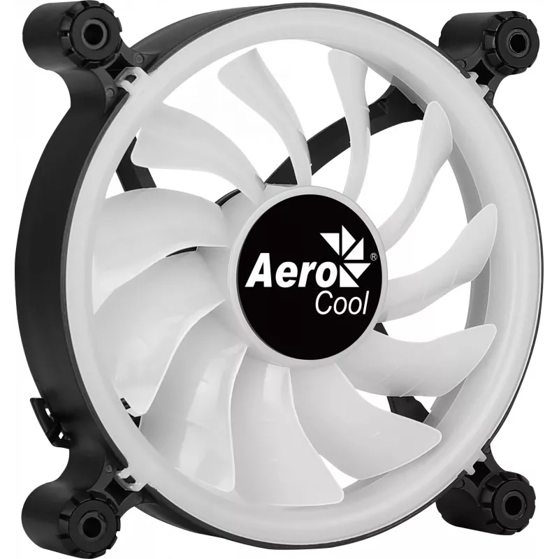 AEROCOOL 120 mm datora korpusa ventilators SPECTRO12 RGB, 12 V, 1000 RPM, 3,6 W, Molex, pretvibrācijas, uzmavas gultnis, melns